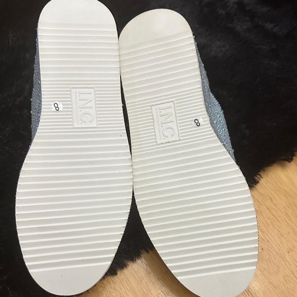 INC International Concepts Glittering Silver Sneakers - Picture 4 of 5